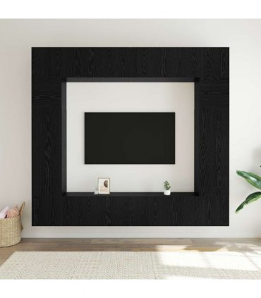 vidaXL TV Cabinet Set Wall-mounted 8 pcs Black Oak Engineered Wood — V0672080336