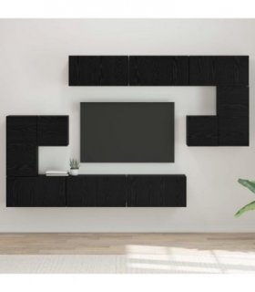 vidaXL TV Cabinet Set Wall-mounted 10 pcs Black Oak Engineered Wood — V0672080338