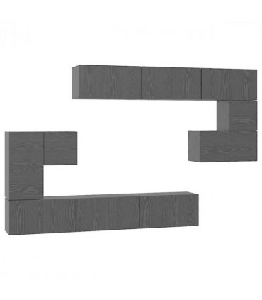 vidaXL TV Cabinet Set Wall-mounted 10 pcs Black Oak Engineered Wood — V0672080338