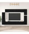 vidaXL TV Cabinet Set Wall-mounted 9 pcs Black Oak Engineered Wood
