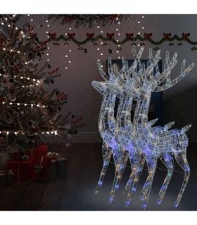 vidaXL XXL Acrylic Christmas Reindeers 250 LED 3 pcs 180 cm Multicolour — Size: 96 x 40 x 180 cm