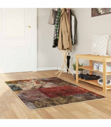 vidaXL Rug Runner MARSA Multicolour 80 x 200 cm Polyester and PVC — Colour: Patchwork