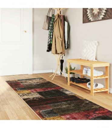 vidaXL Rug Runner MARSA Multicolour 80 x 250 cm Polyester and PVC — Colour: Patchwork