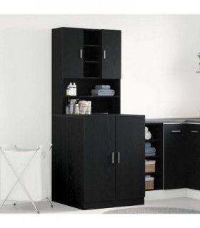vidaXL Washing Machine Cabinet 2 pcs Black Oak 70.5 x 71.5 x 181.5 cm