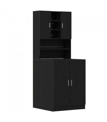 vidaXL Washing Machine Cabinet 2 pcs Black Oak 70.5 x 71.5 x 181.5 cm