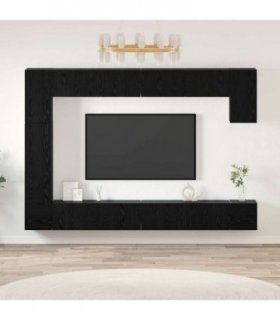 vidaXL TV Cabinet Set Wall-mounted 9 pcs Black Oak Engineered Wood — V0672080646