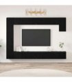 vidaXL TV Cabinet Set Wall-mounted 9 pcs Black Oak Engineered Wood — V0672080646