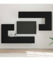 vidaXL TV Units Wall-mounted 4 pcs Black Oak Engineered wood