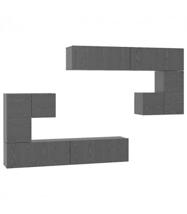 vidaXL TV Units Wall-mounted 4 pcs Black Oak Engineered wood