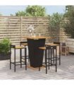 vidaXL 5 Piece Garden Bar Set Black Poly Rattan&Solid Wood Acacia — V0672080933