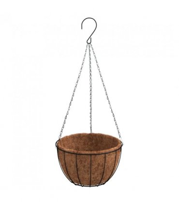 vidaXL Hanging Basket Brackets with Planters 4 pcs Black Steel — Size: Ø 35 x 52 cm