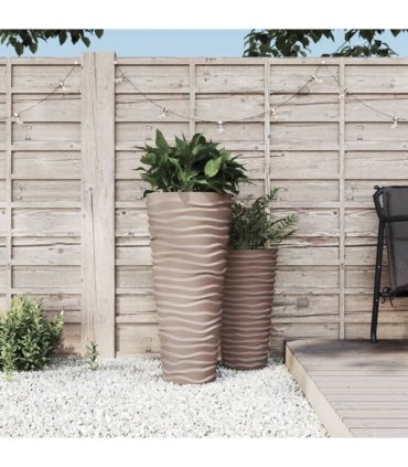 vidaXL Planter with Removable Inner Mocha 18/45 L PP Grooved Look