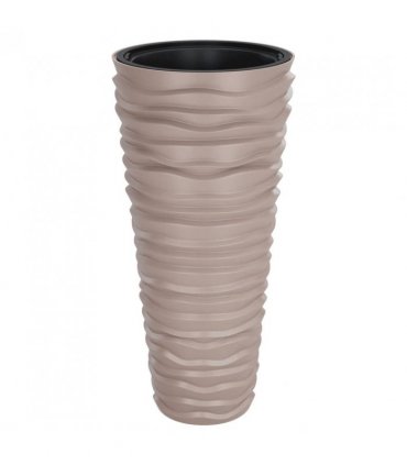 vidaXL Planter with Removable Inner Mocha 18/45 L PP Grooved Look
