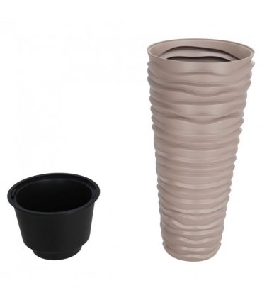 vidaXL Planter with Removable Inner Mocha 18/45 L PP Grooved Look