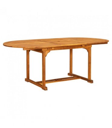 vidaXL 7 Piece Garden Dining Set Solid Wood Acacia and Textilene — Colour: cream