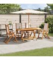 vidaXL 5 Piece Garden Dining Set Solid Wood Acacia and Textilene — Colour: cream