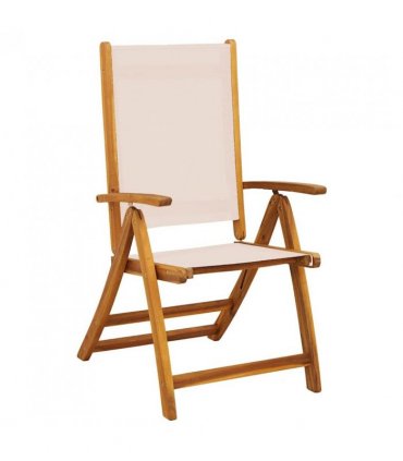 vidaXL 5 Piece Garden Dining Set Solid Wood Acacia and Textilene — Colour: cream