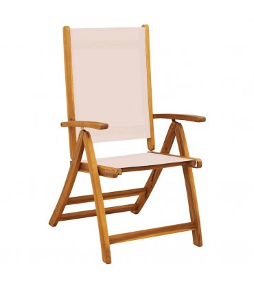 vidaXL 5 Piece Garden Dining Set Solid Wood Acacia and Textilene — Colour: cream — V0672081248