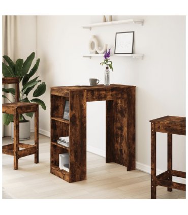 vidaXL Bar Table with Racks Smoked Oak 95x47x103.5 cm Engineered Wood