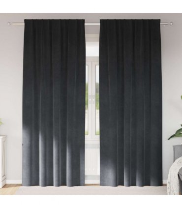 vidaXL Blackout Curtains 2 pcs Light Grey 140 x 225 cm Velvet — Model: with sewn-in tape