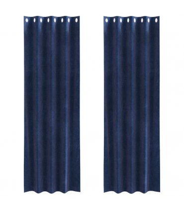 vidaXL Blackout Curtains 2 pcs Dark Blue 140 x 225 cm Velvet — Model: with eyelets