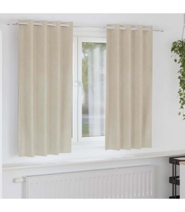 vidaXL Blackout Curtains 2 pcs Cream 140 x 175 cm Velvet — Model: with eyelets