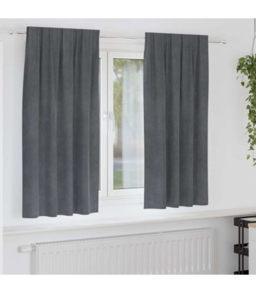 vidaXL Blackout Curtains 2 pcs Light Grey 140 x 175 cm Velvet — Colour: Super light grey, Model: with sewn-in tape