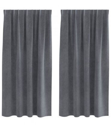 vidaXL Blackout Curtains 2 pcs Light Grey 140 x 175 cm Velvet — Colour: Super light grey, Model: with sewn-in tape