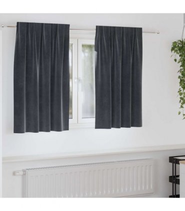 vidaXL Blackout Curtains 2 pcs Dark Grey 140 x 140 cm Velvet — Model: with sewn-in tape