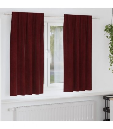 vidaXL Blackout Curtains 2 pcs Wine Red 140 x 175 cm Velvet — Model: with sewn-in tape