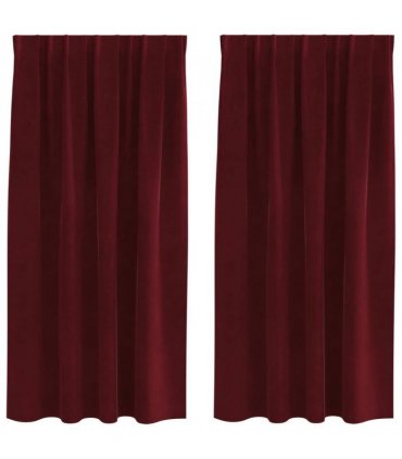 vidaXL Blackout Curtains 2 pcs Wine Red 140 x 175 cm Velvet — Model: with sewn-in tape