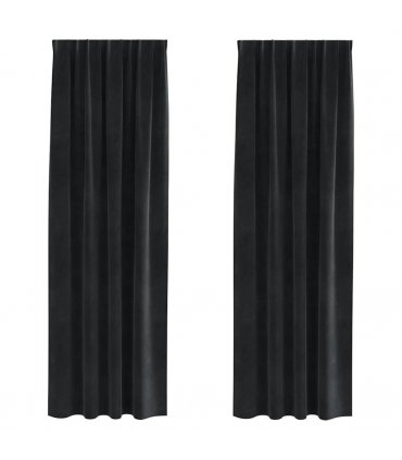 vidaXL Blackout Curtains 2 pcs Black 140 x 225 cm Velvet — Model: with sewn-in tape