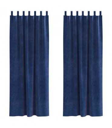 vidaXL Blackout Curtains 2 pcs Dark Blue 140 x 260 cm Velvet — Model: with hanging loops