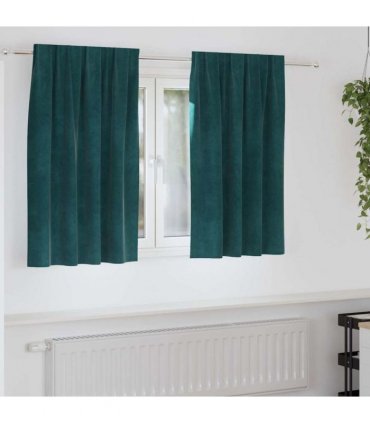 vidaXL Blackout Curtains 2 pcs Dark Green 140 x 140 cm Velvet — Model: with sewn-in tape