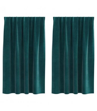 vidaXL Blackout Curtains 2 pcs Dark Green 140 x 140 cm Velvet — Model: with sewn-in tape