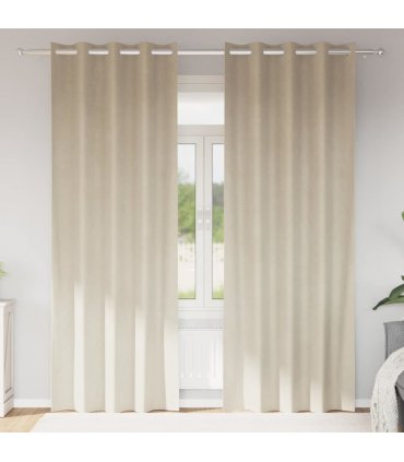 vidaXL Blackout Curtains 2 pcs Cream 140 x 225 cm Velvet — Model: with eyelets