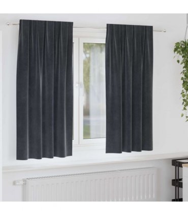 vidaXL Blackout Curtains 2 pcs Dark Grey 140 x 175 cm Velvet — Model: with sewn-in tape