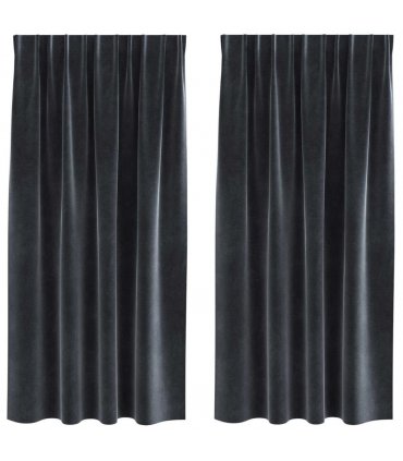 vidaXL Blackout Curtains 2 pcs Dark Grey 140 x 175 cm Velvet — Model: with sewn-in tape