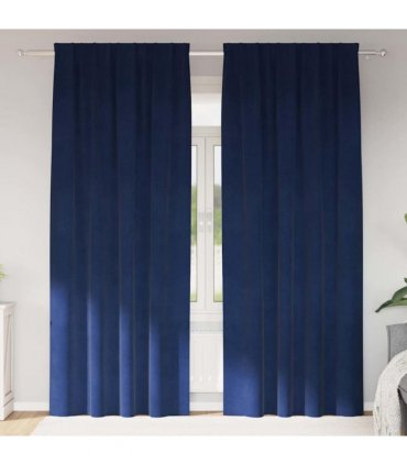 vidaXL Blackout Curtains 2 pcs Dark Blue 140 x 245 cm Velvet — Model: with sewn-in tape