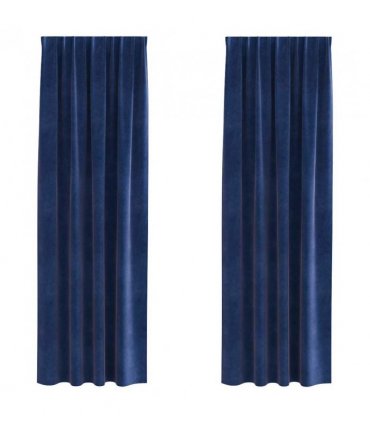 vidaXL Blackout Curtains 2 pcs Dark Blue 140 x 245 cm Velvet — Model: with sewn-in tape
