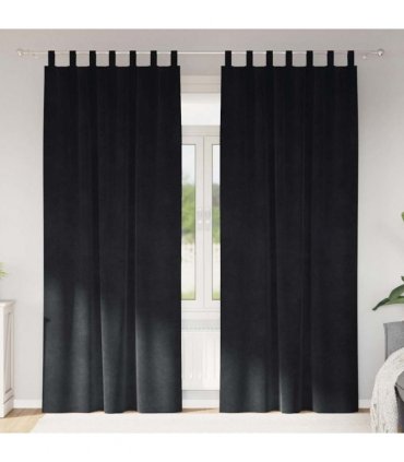 vidaXL Blackout Curtains 2 pcs Black 140 x 260 cm Velvet — Model: with hanging loops