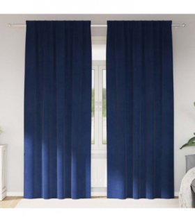vidaXL Blackout Curtains 2 pcs Dark Blue 140 x 225 cm Velvet — Model: with sewn-in tape