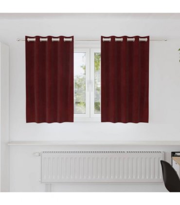 vidaXL Blackout Curtains 2 pcs Wine Red 140 x 140 cm Velvet — Model: with eyelets