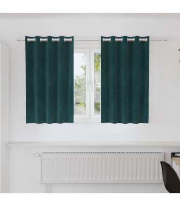 vidaXL Blackout Curtains 2 pcs Dark Green 140 x 140 cm Velvet — Model: with eyelets