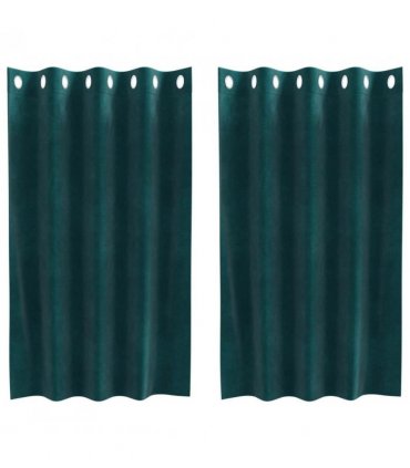 vidaXL Blackout Curtains 2 pcs Dark Green 140 x 140 cm Velvet — Model: with eyelets