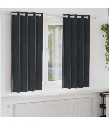 vidaXL Blackout Curtains 2 pcs Dark Grey 140 x 175 cm Velvet — Model: with eyelets