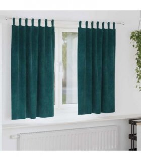 vidaXL Blackout Curtains 2 pcs Dark Green 140 x 175 cm Velvet — Model: with hanging loops