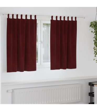 vidaXL Blackout Curtains 2 pcs Wine Red 140 x 140 cm Velvet — Model: with hanging loops