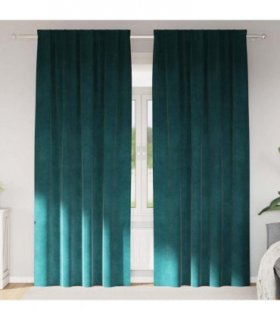 vidaXL Blackout Curtains 2 pcs Dark Green 140 x 245 cm Velvet — Model: with sewn-in tape