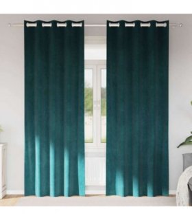 vidaXL Blackout Curtains 2 pcs Dark Green 140 x 225 cm Velvet — Model: with eyelets